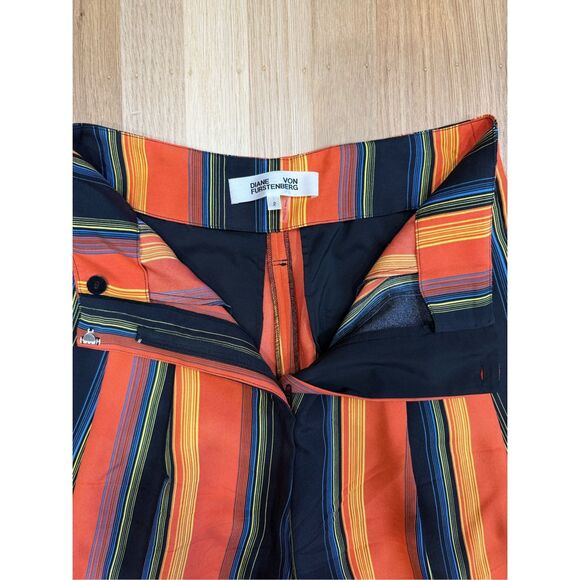 DVF Wide Leg Silk Stripe Pants Size 2 - Picture 7 of 9